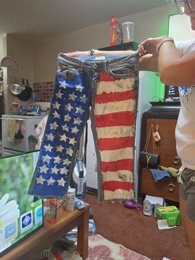 Aeropostle Hand-Painted American Flag Jeans - Red,White And Blue